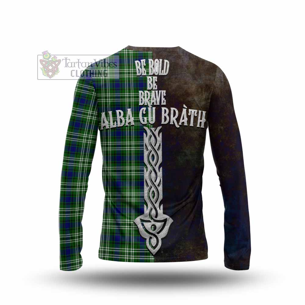 Tartan Vibes Clothing Learmonth Tartan Family Crest Long Sleeve T-Shirt Alba Gu Brath Be Brave Lion Ancient Style