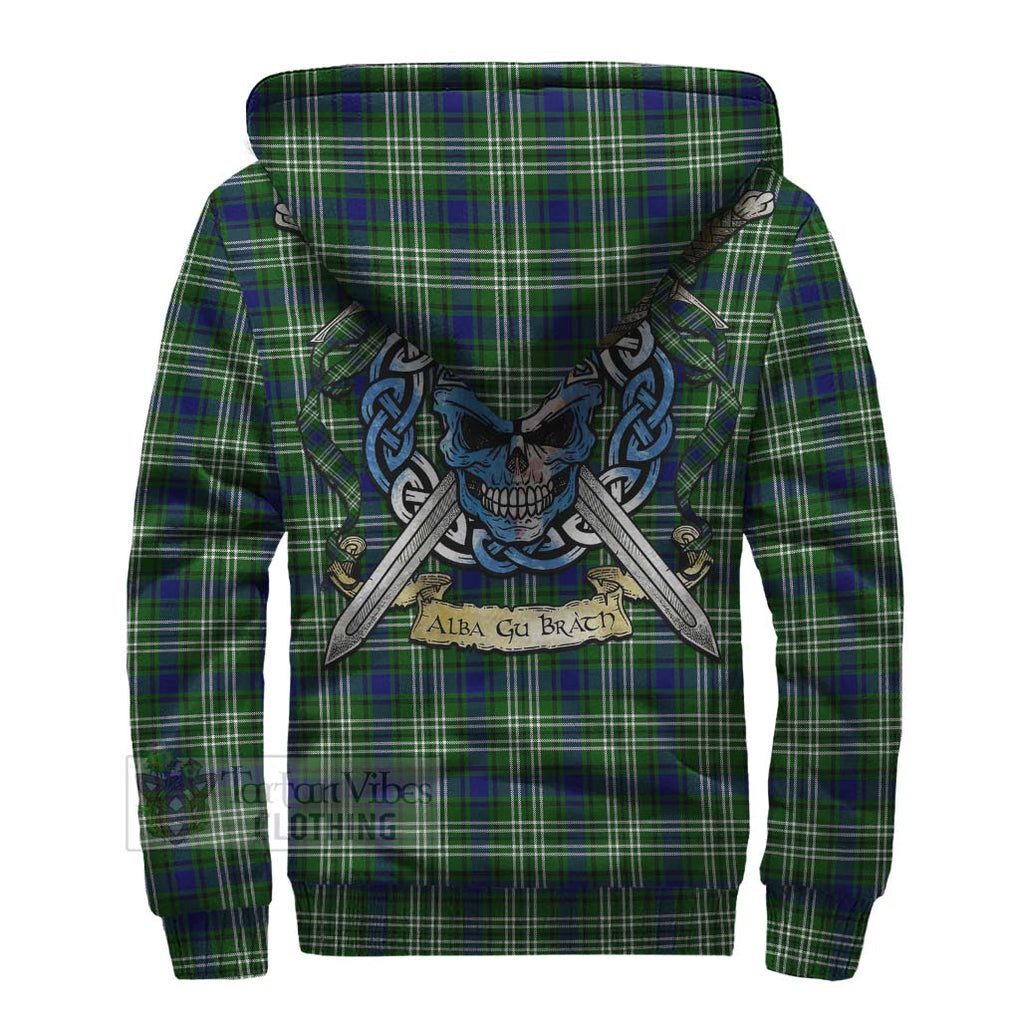 Tartan Vibes Clothing Learmonth Tartan Sherpa Hoodie with Family Crest Celtic Skull Style