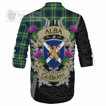 Tartan Vibes Clothing Learmonth Tartan Family Crest Ghillie Kilt Shirt Lion Rampant Royal Thistle Shield Celtic Inspired