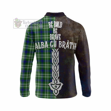 Learmonth Tartan Family Crest Long Sleeve Polo Shirt Alba Gu Brath Be Brave Lion Ancient Style