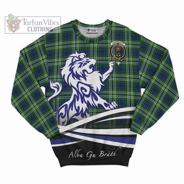Learmonth Tartan Sweatshirt with Alba Gu Brath Regal Lion Emblem - Tartanvibesclothing Shop