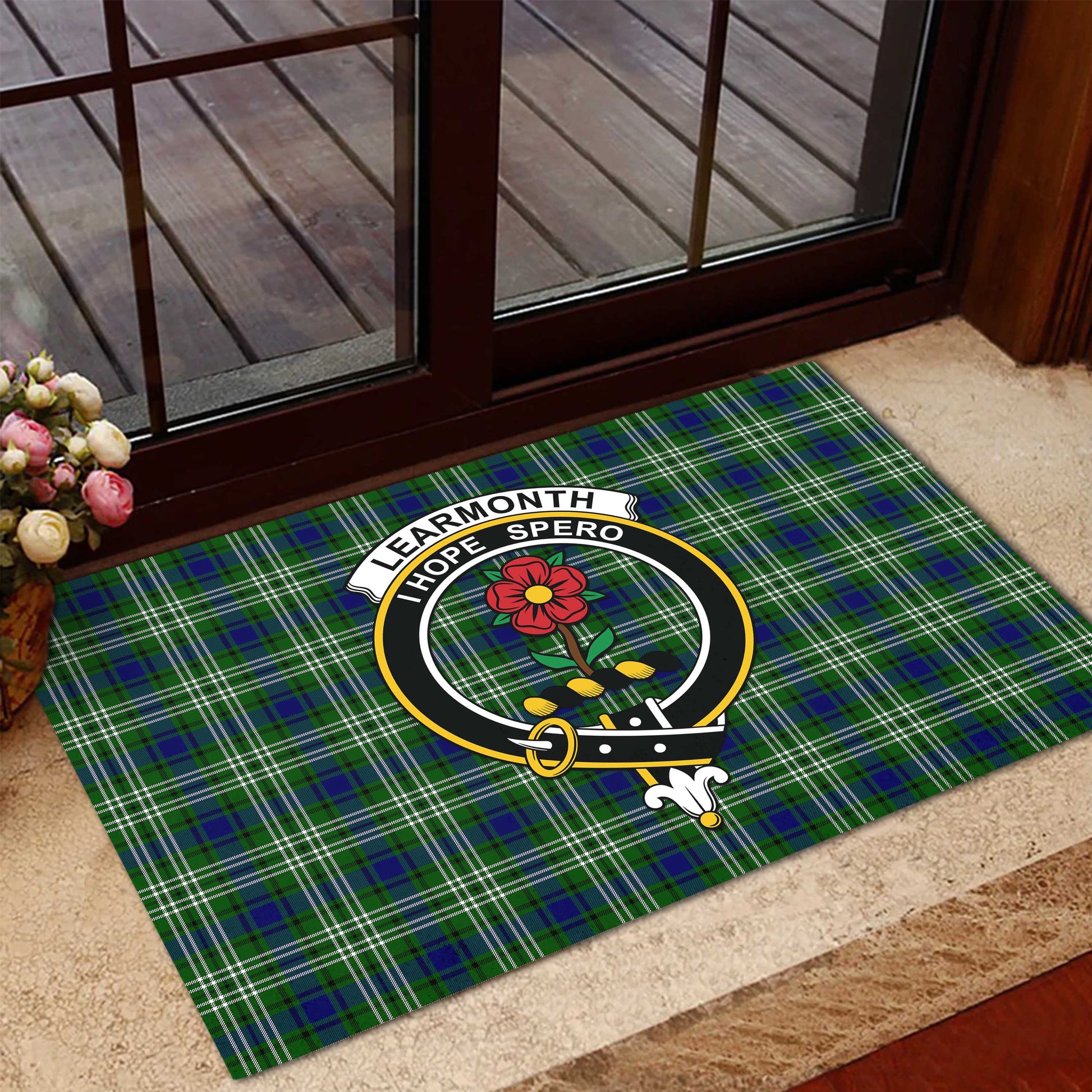Learmonth Tartan Door Mat with Family Crest - Tartanvibesclothing