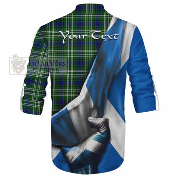 Tartan Vibes Clothing Learmonth Tartan Ghillie Kilt Shirt with Family Crest Scotland Patriotic Style