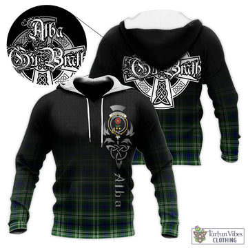 Learmonth Tartan Knitted Hoodie Featuring Alba Gu Brath Family Crest Celtic Inspired