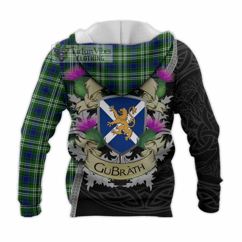 Tartan Vibes Clothing Learmonth Tartan Family Crest Knitted Hoodie Lion Rampant Royal Thistle Shield Celtic Inspired
