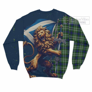 Learmonth Tartan Family Crest Sweatshirt with Scottish Majestic Lion
