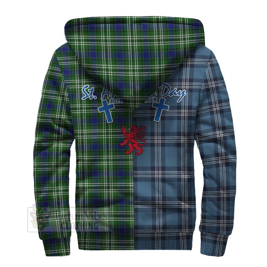 Tartan Vibes Clothing Learmonth Tartan Sherpa Hoodie Happy St. Andrew's Day Half Tartan Style