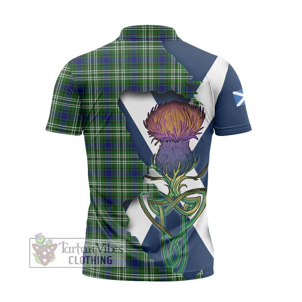 Tartan Vibes Clothing Learmonth Tartan Family Crest Zipper Polo Shirt Scottish Thistle Celtic Inspired