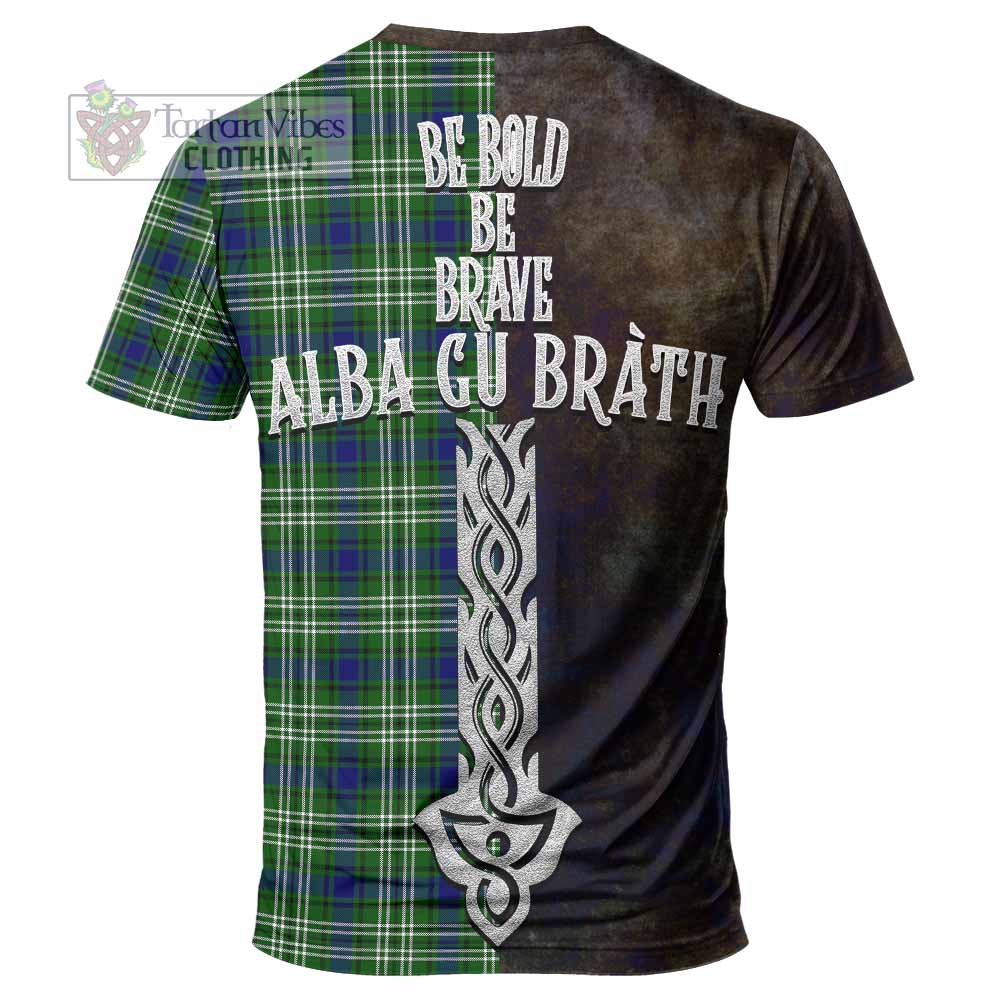 Tartan Vibes Clothing Learmonth Tartan Family Crest T-Shirt Alba Gu Brath Be Brave Lion Ancient Style