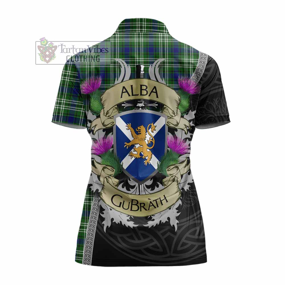 Tartan Vibes Clothing Learmonth Tartan Family Crest Women's Polo Shirt Lion Rampant Royal Thistle Shield Celtic Inspired