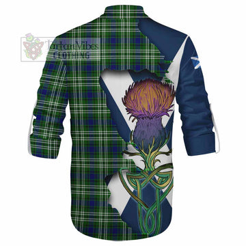 Tartan Vibes Clothing Learmonth Tartan Family Crest Ghillie Kilt Shirt Scottish Thistle Celtic Inspired