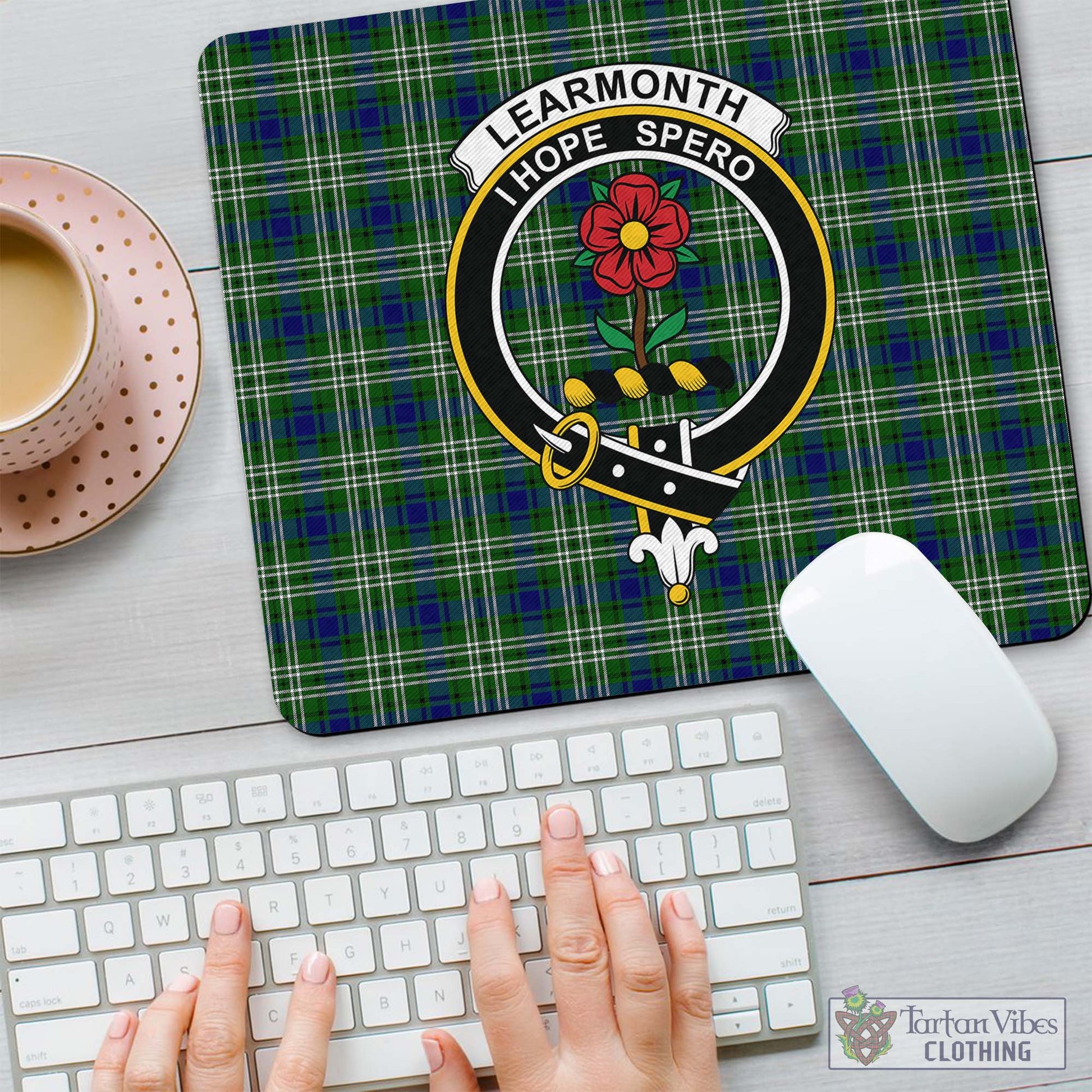 Tartan Vibes Clothing Learmonth Tartan Mouse Pad with Family Crest