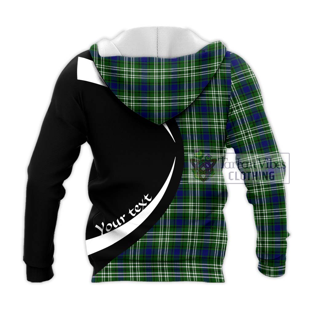 Learmonth Tartan Knitted Hoodie with Family Crest Circle Style - Tartan Vibes Clothing