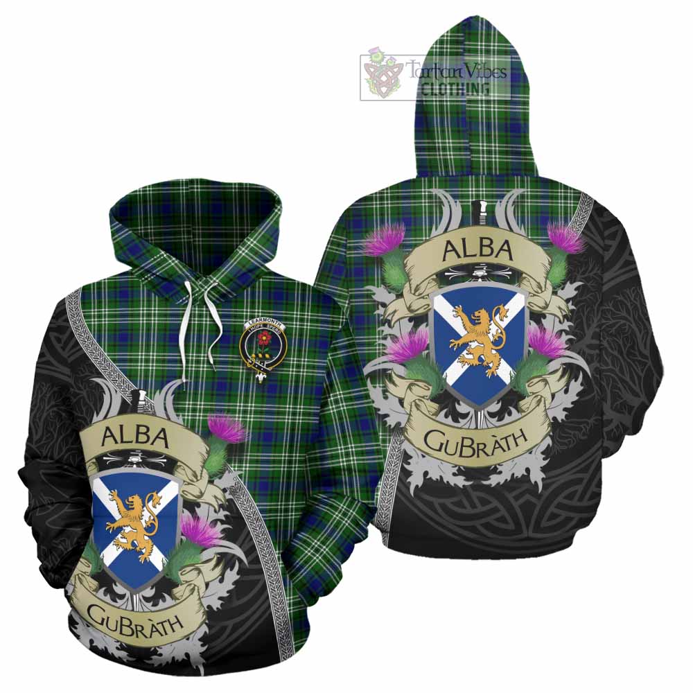 Tartan Vibes Clothing Learmonth Tartan Family Crest Hoodie Lion Rampant Royal Thistle Shield Celtic Inspired