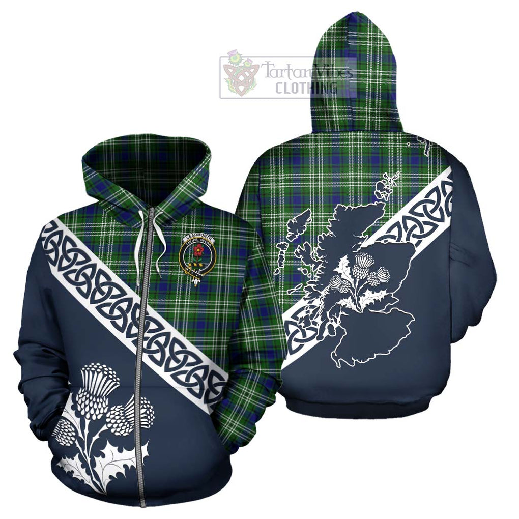 Tartan Vibes Clothing Learmonth Tartan Hoodie Featuring Thistle and Scotland Map
