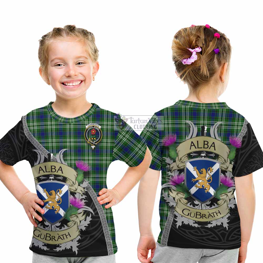Tartan Vibes Clothing Learmonth Tartan Family Crest Kid T-Shirt Lion Rampant Royal Thistle Shield Celtic Inspired