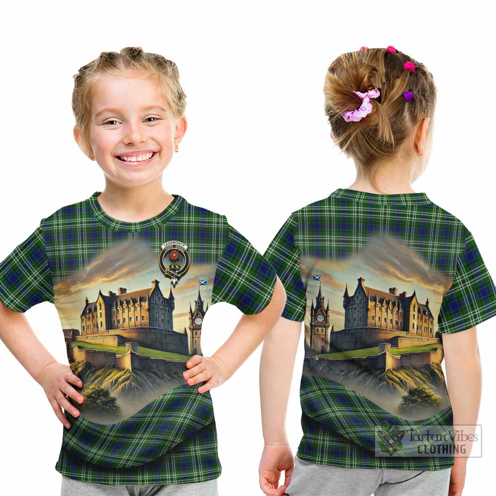 Tartan Vibes Clothing Learmonth Tartan Family Crest Kid T-Shirt with Scottish Ancient Castle Style