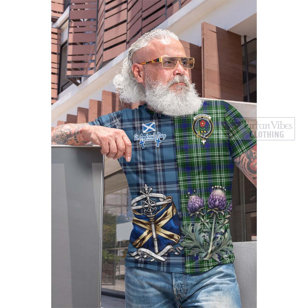 Learmonth Tartan Cotton T-shirt Happy St. Andrew's Day Half Tartan Style - Tartan Vibes Clothing