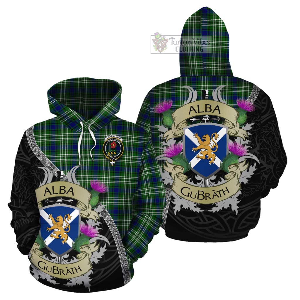 Tartan Vibes Clothing Learmonth Tartan Family Crest Cotton Hoodie Lion Rampant Royal Thistle Shield Celtic Inspired
