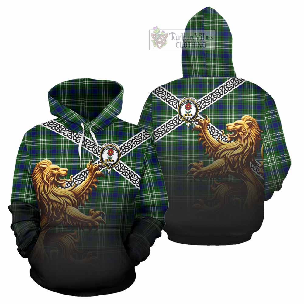 Tartan Vibes Clothing Learmonth Crest Tartan Hoodie with Golden Lion Emblem Celtic Style