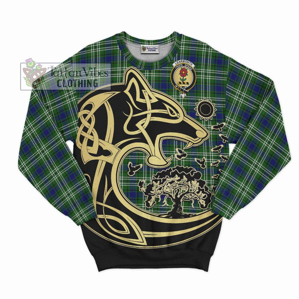Learmonth Tartan Sweatshirt with Family Crest Celtic Wolf Style - Tartan Vibes Clothing