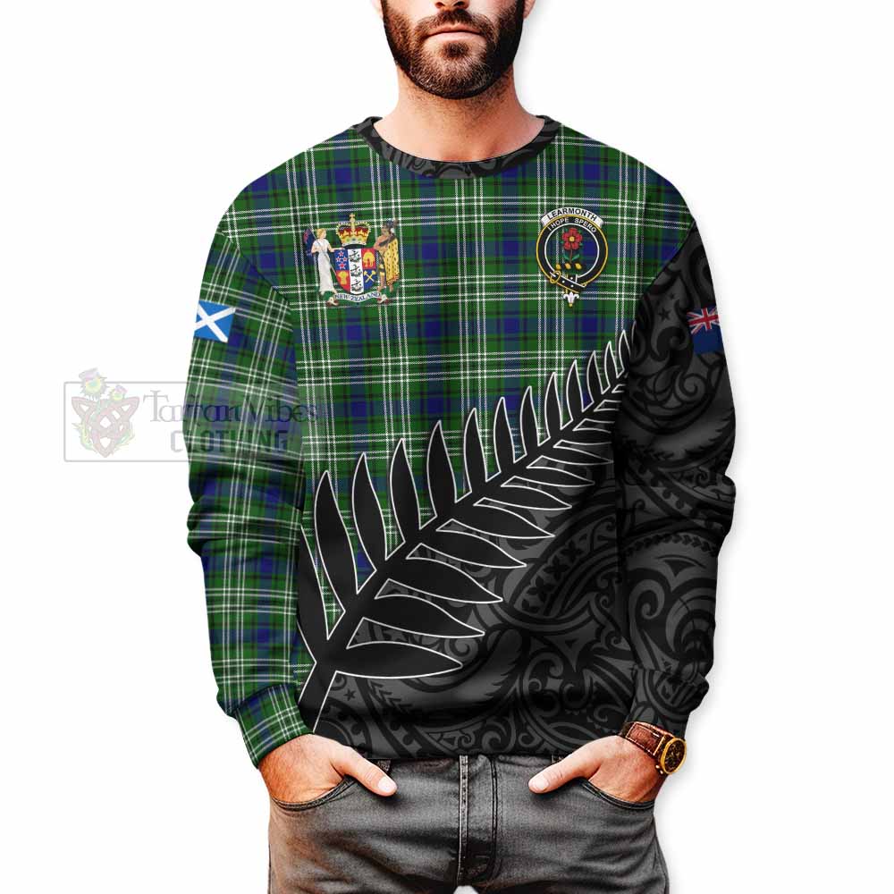 Tartan Vibes Clothing Learmonth Crest Tartan Sweatshirt with New Zealand Silver Fern Half Style