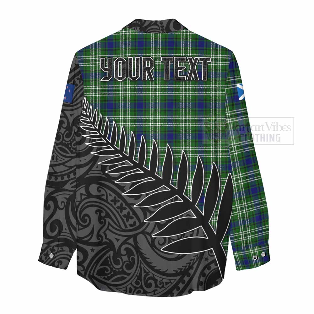 Tartan Vibes Clothing Learmonth Crest Tartan Women's Casual Shirt with New Zealand Silver Fern Half Style