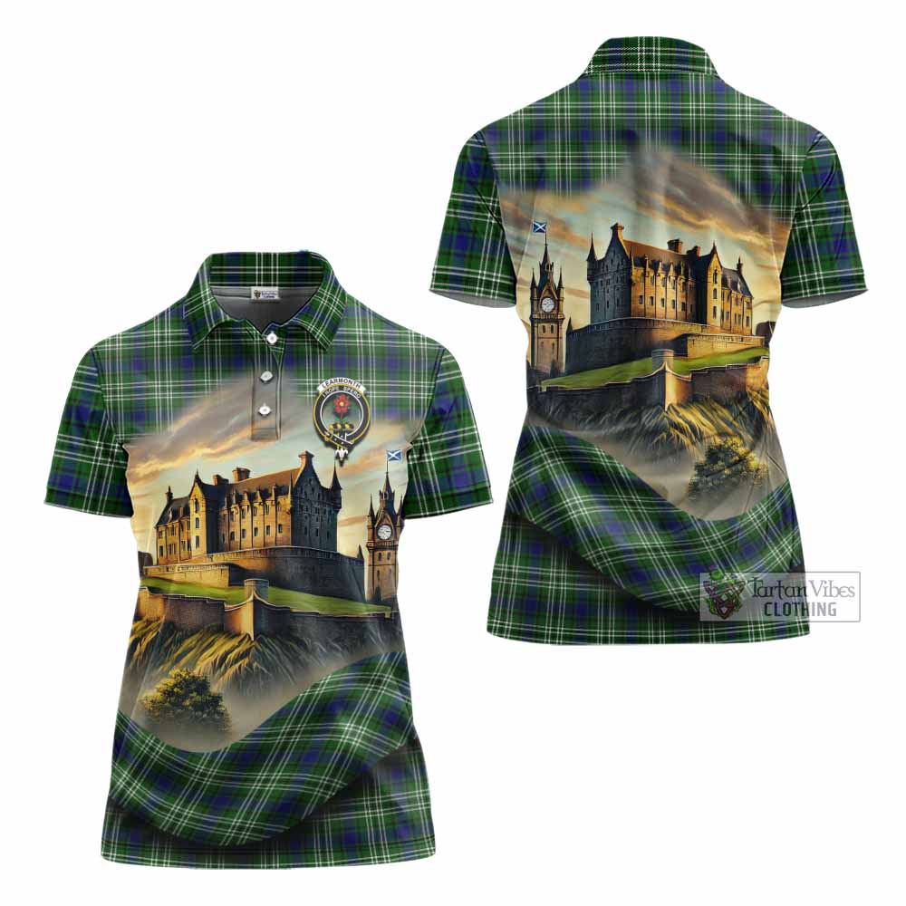 Tartan Vibes Clothing Learmonth Tartan Family Crest Women's Polo Shirt with Scottish Ancient Castle Stype