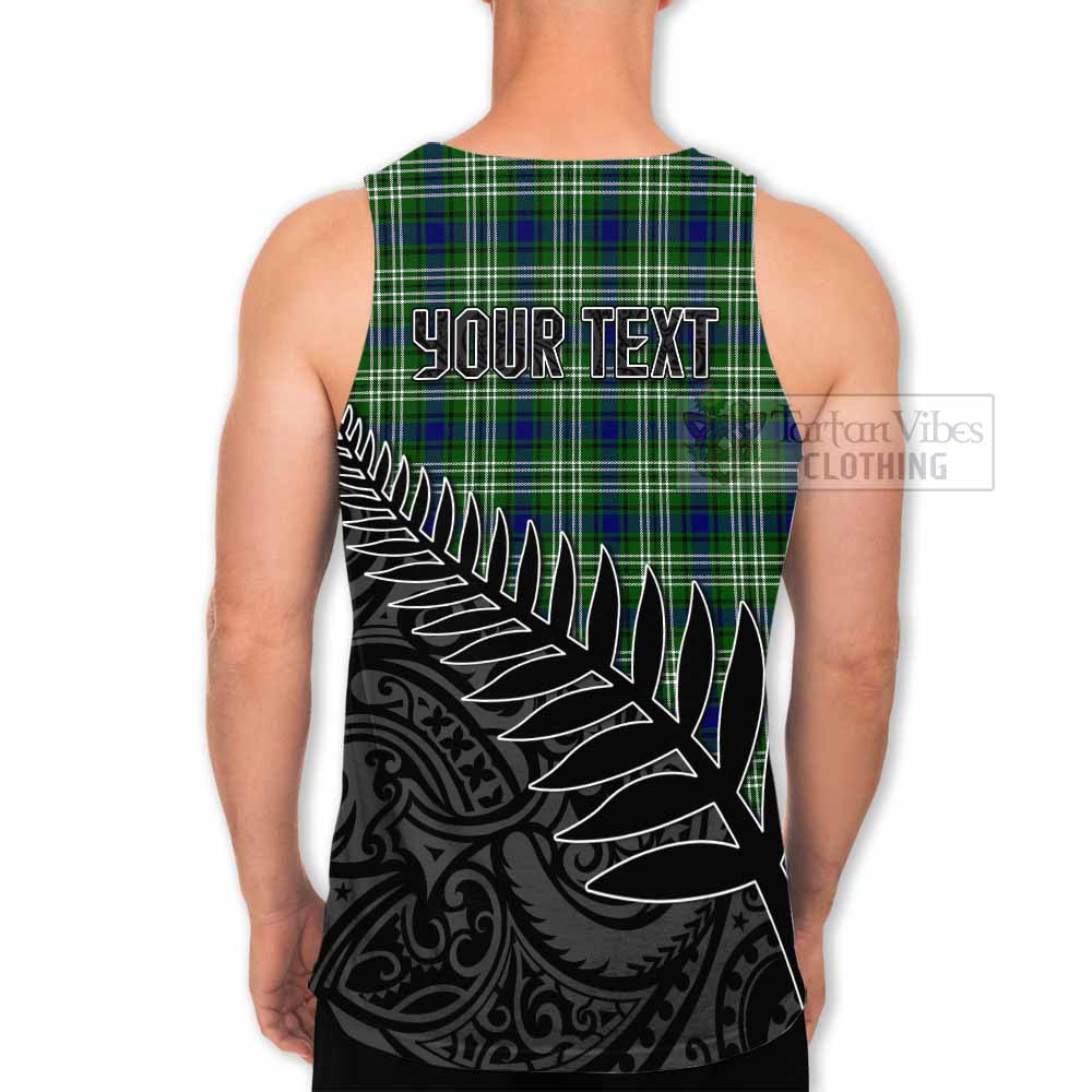 Tartan Vibes Clothing Learmonth Crest Tartan Men's Tank Top with New Zealand Silver Fern Half Style