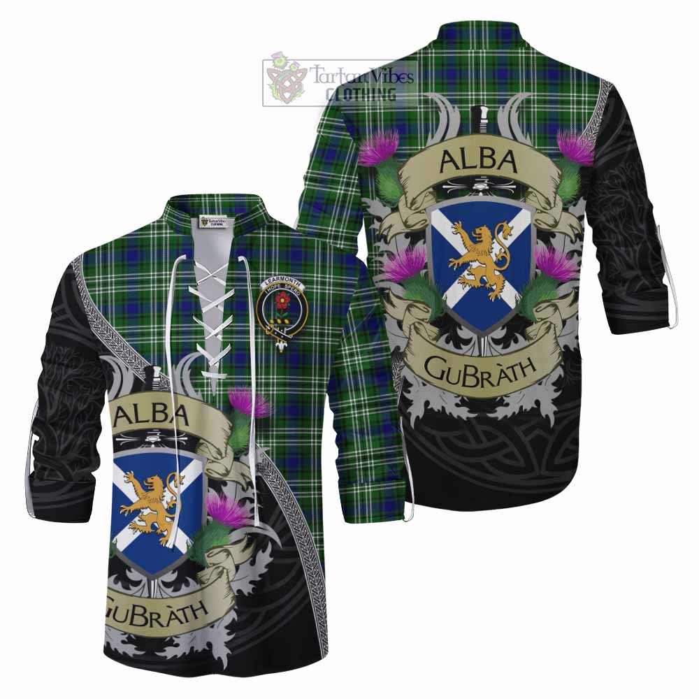 Tartan Vibes Clothing Learmonth Tartan Family Crest Ghillie Kilt Shirt Lion Rampant Royal Thistle Shield Celtic Inspired