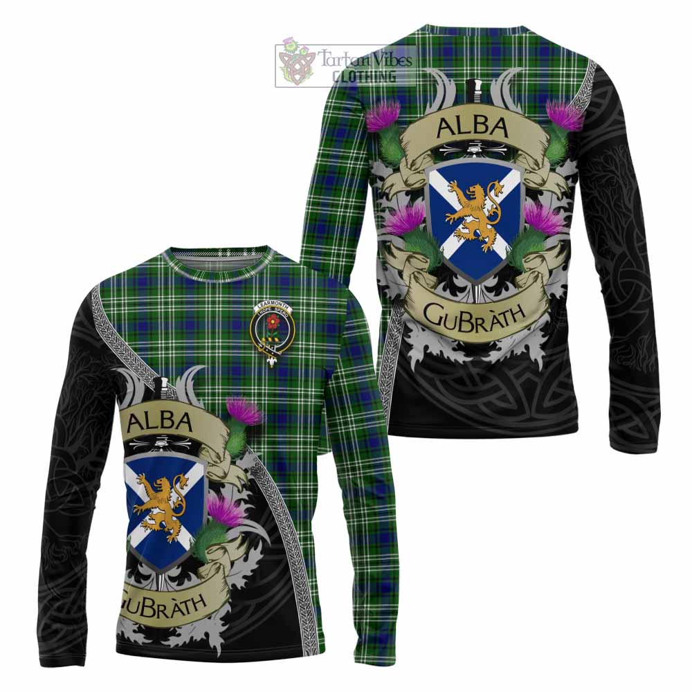 Tartan Vibes Clothing Learmonth Tartan Family Crest Long Sleeve T-Shirt Lion Rampant Royal Thistle Shield Celtic Inspired