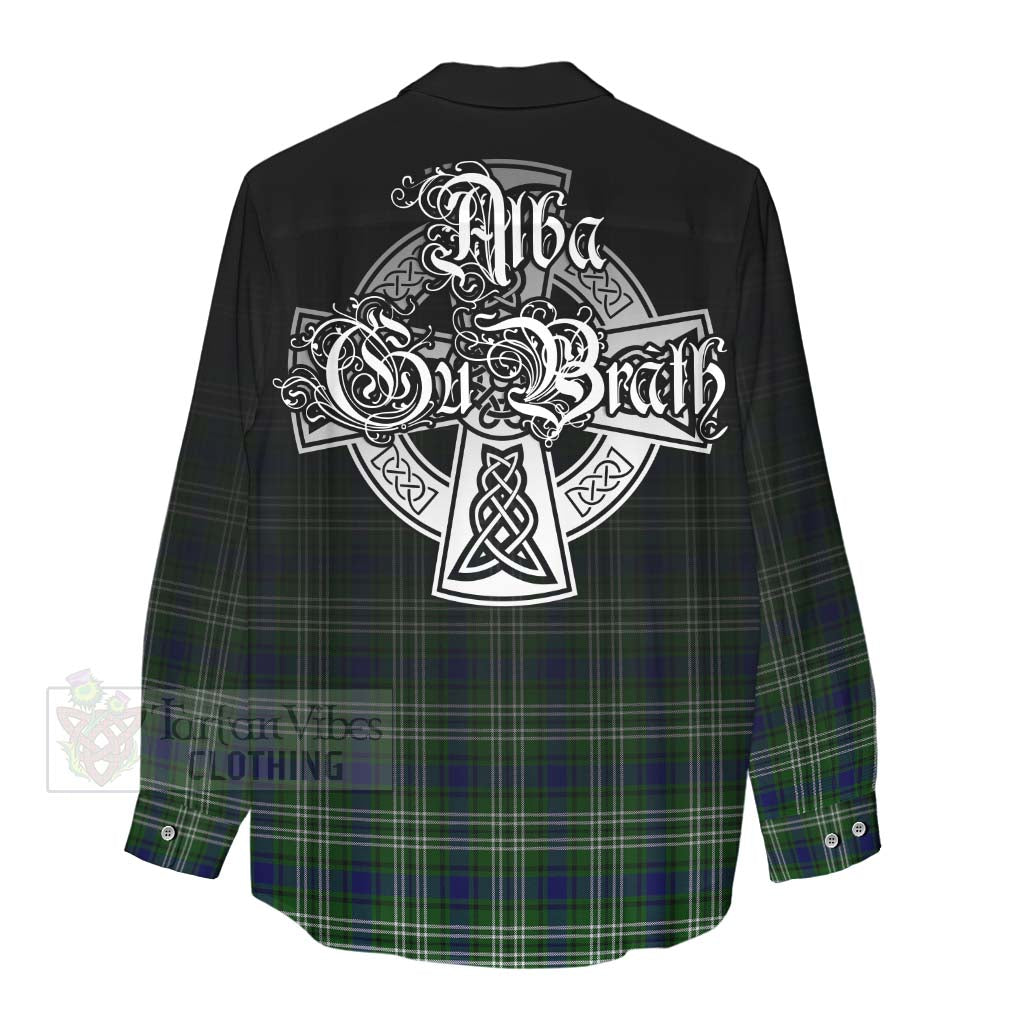 Tartan Vibes Clothing Learmonth Tartan Women's Casual Shirt Featuring Alba Gu Brath Family Crest Celtic Inspired