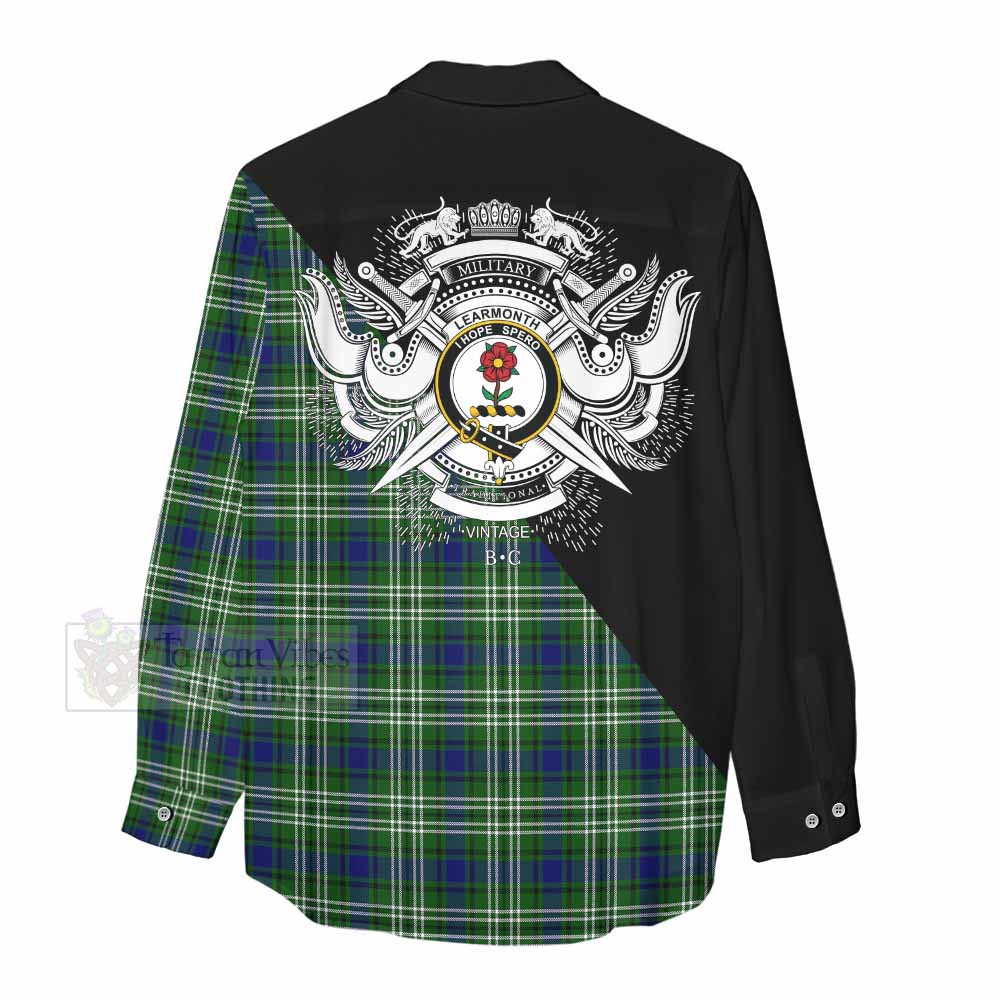 Tartan Vibes Clothing Learmonth Tartan Women's Casual Shirt with Family Crest and Military Logo Style