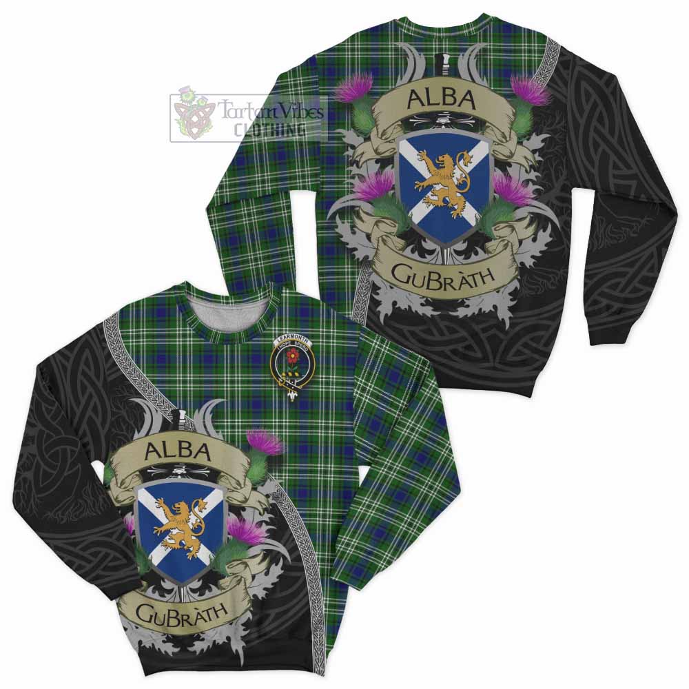 Tartan Vibes Clothing Learmonth Tartan Family Crest Sweatshirt Lion Rampant Royal Thistle Shield Celtic Inspired
