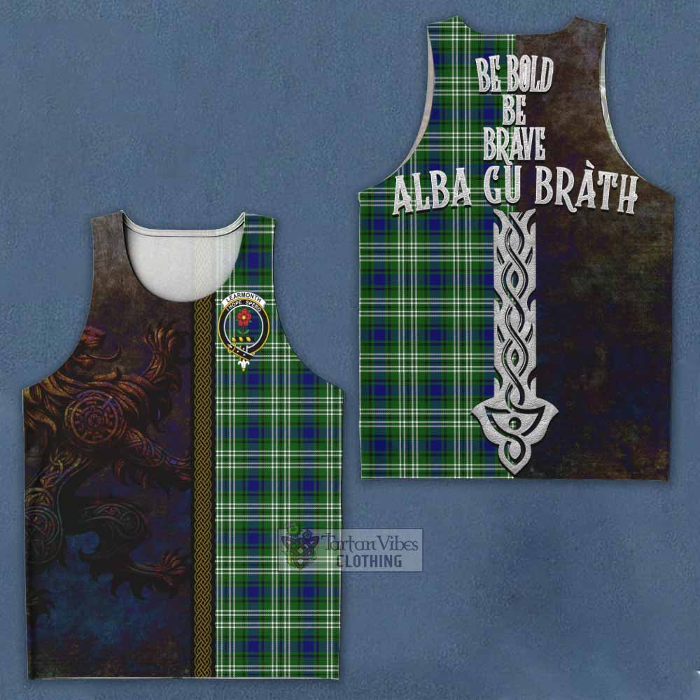Tartan Vibes Clothing Learmonth Tartan Family Crest Men's Tank Top Alba Gu Brath Be Brave Lion Ancient Style