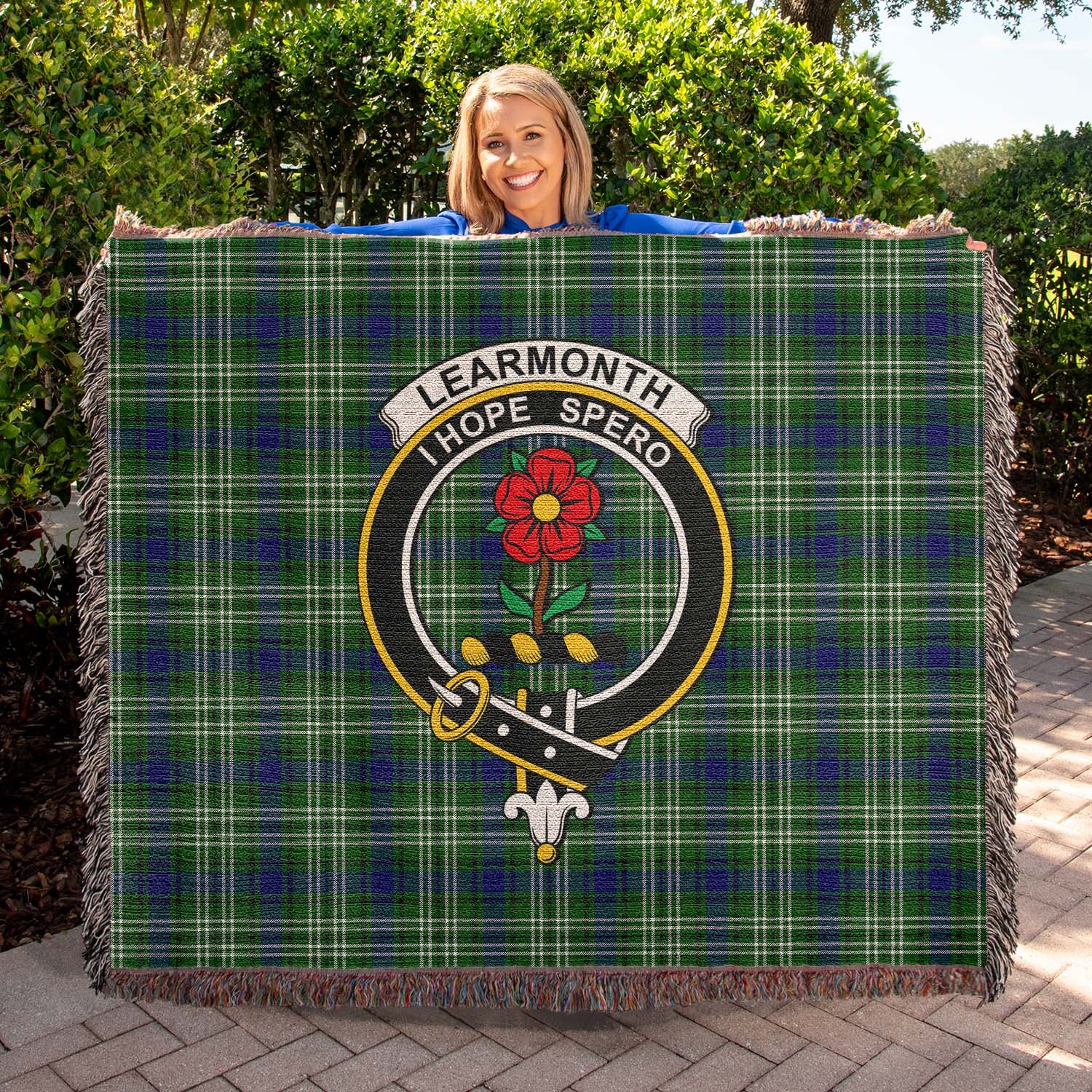 Tartan Vibes Clothing Learmonth Tartan Woven Blanket with Family Crest