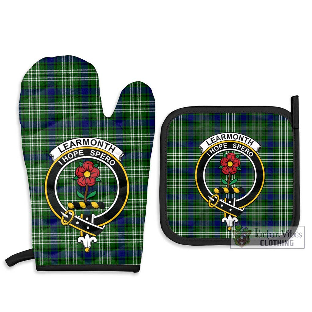 Learmonth Tartan Combo Oven Mitt & Pot-Holder with Family Crest Combo 1 Oven Mitt & 2 Pot-Holder Black - Tartan Vibes Clothing