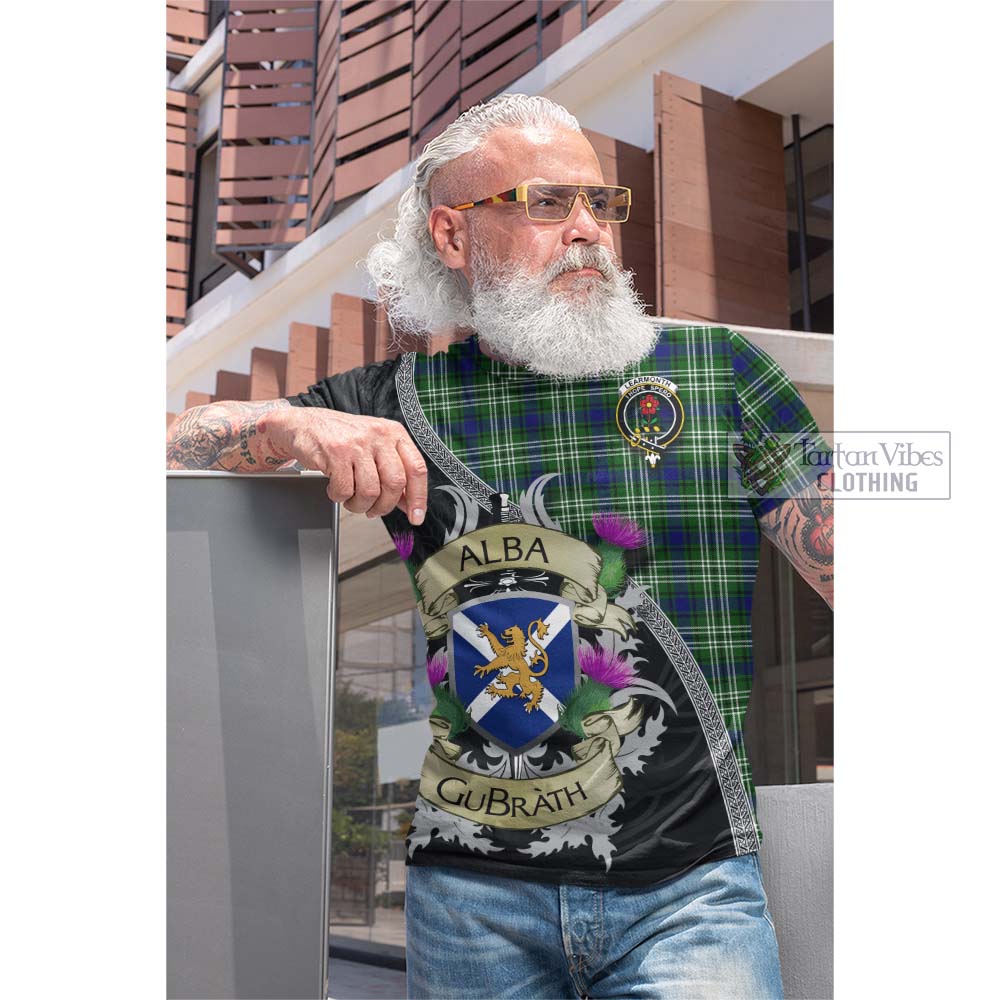 Tartan Vibes Clothing Learmonth Tartan Family Crest Cotton T-shirt Lion Rampant Royal Thistle Shield Celtic Inspired