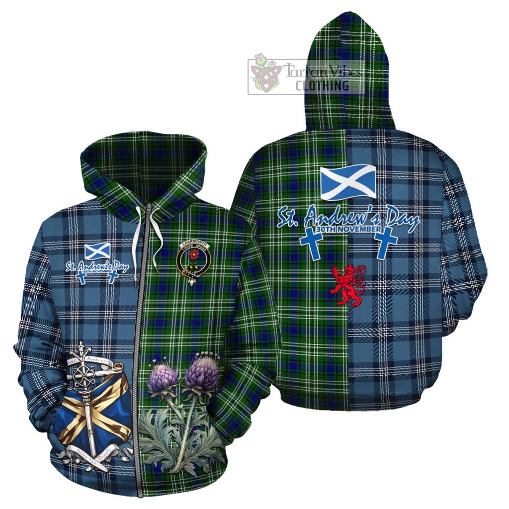 Tartan Vibes Clothing Learmonth Tartan Cotton Hoodie Happy St. Andrew's Day Half Tartan Style
