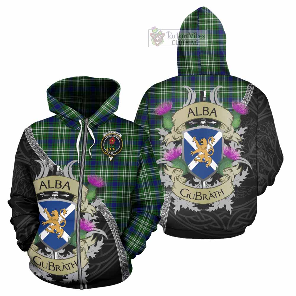 Tartan Vibes Clothing Learmonth Tartan Family Crest Hoodie Lion Rampant Royal Thistle Shield Celtic Inspired