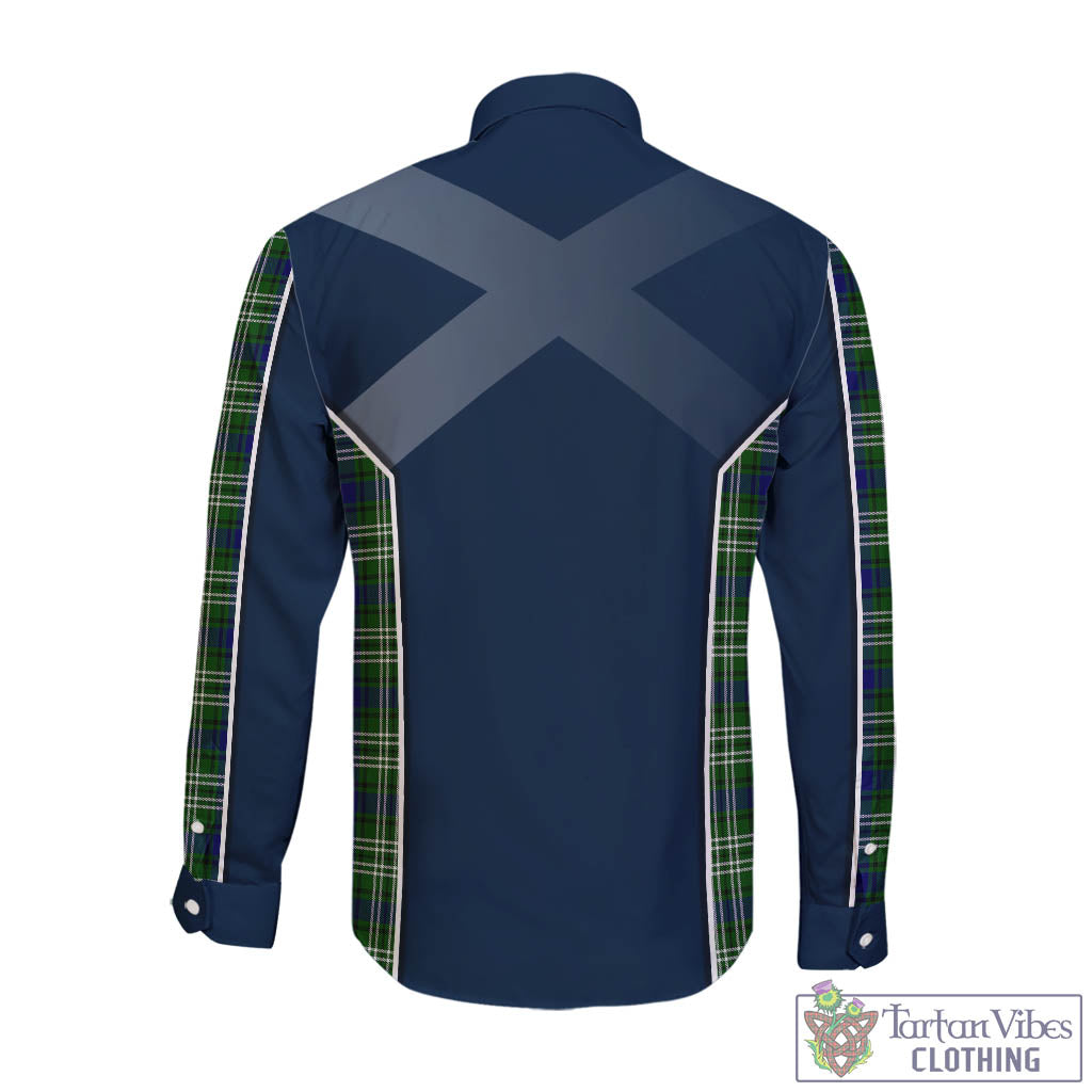 Tartan Vibes Clothing Learmonth Tartan Long Sleeve Button Up Shirt with Family Crest and Lion Rampant Vibes Sport Style