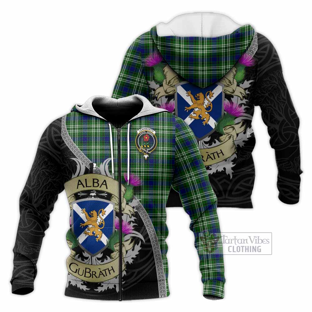 Tartan Vibes Clothing Learmonth Tartan Family Crest Knitted Hoodie Lion Rampant Royal Thistle Shield Celtic Inspired