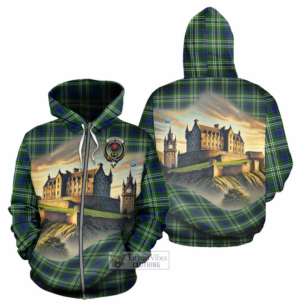 Tartan Vibes Clothing Learmonth Tartan Family Crest Hoodie with Scottish Ancient Castle Style
