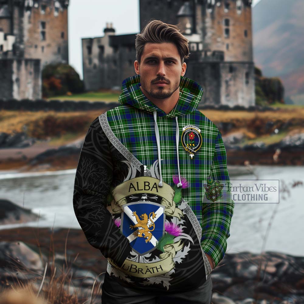 Tartan Vibes Clothing Learmonth Tartan Family Crest Cotton Hoodie Lion Rampant Royal Thistle Shield Celtic Inspired