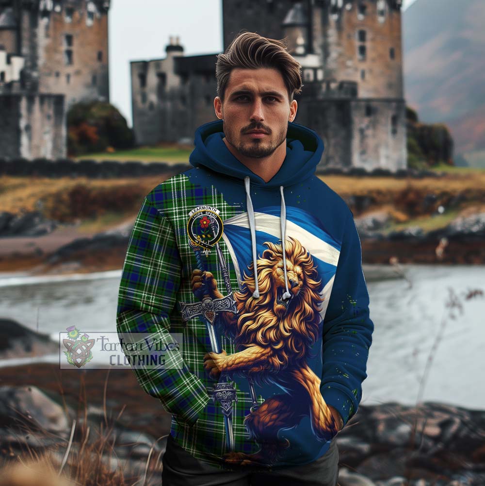 Tartan Vibes Clothing Learmonth Tartan Family Crest Cotton Hoodie with Scottish Majestic Lion