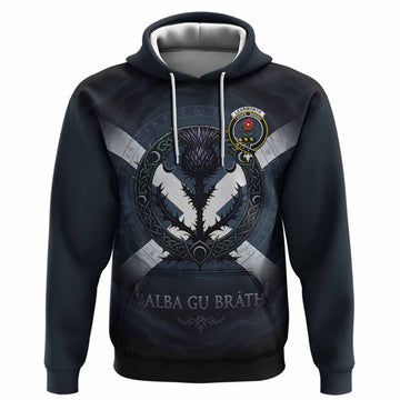 Learmonth Clan Crest Hoodie with Celtic Knot Thistle and Saltire