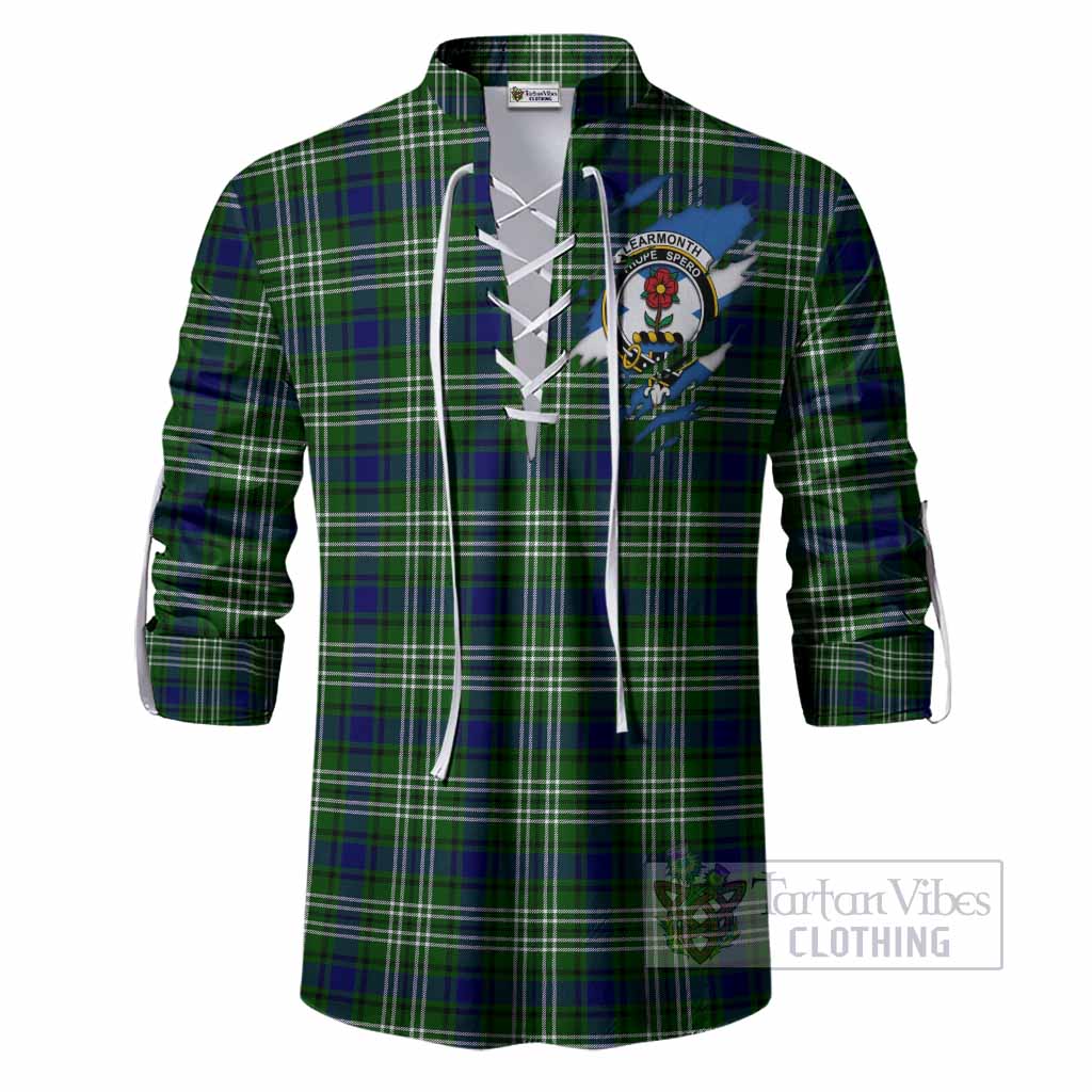 Learmonth Clan Crest In Me Tartan Ghillie Shirt Scotland Flag Style