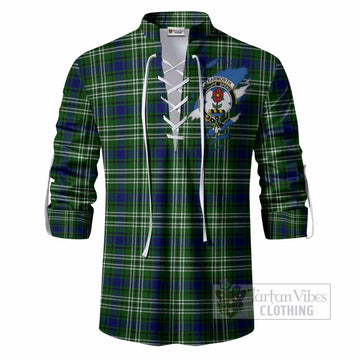 Learmonth Clan Crest In Me Tartan Ghillie Shirt Scotland Flag Style