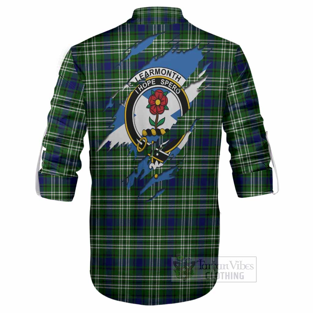Learmonth Clan Crest In Me Tartan Ghillie Shirt Scotland Flag Style