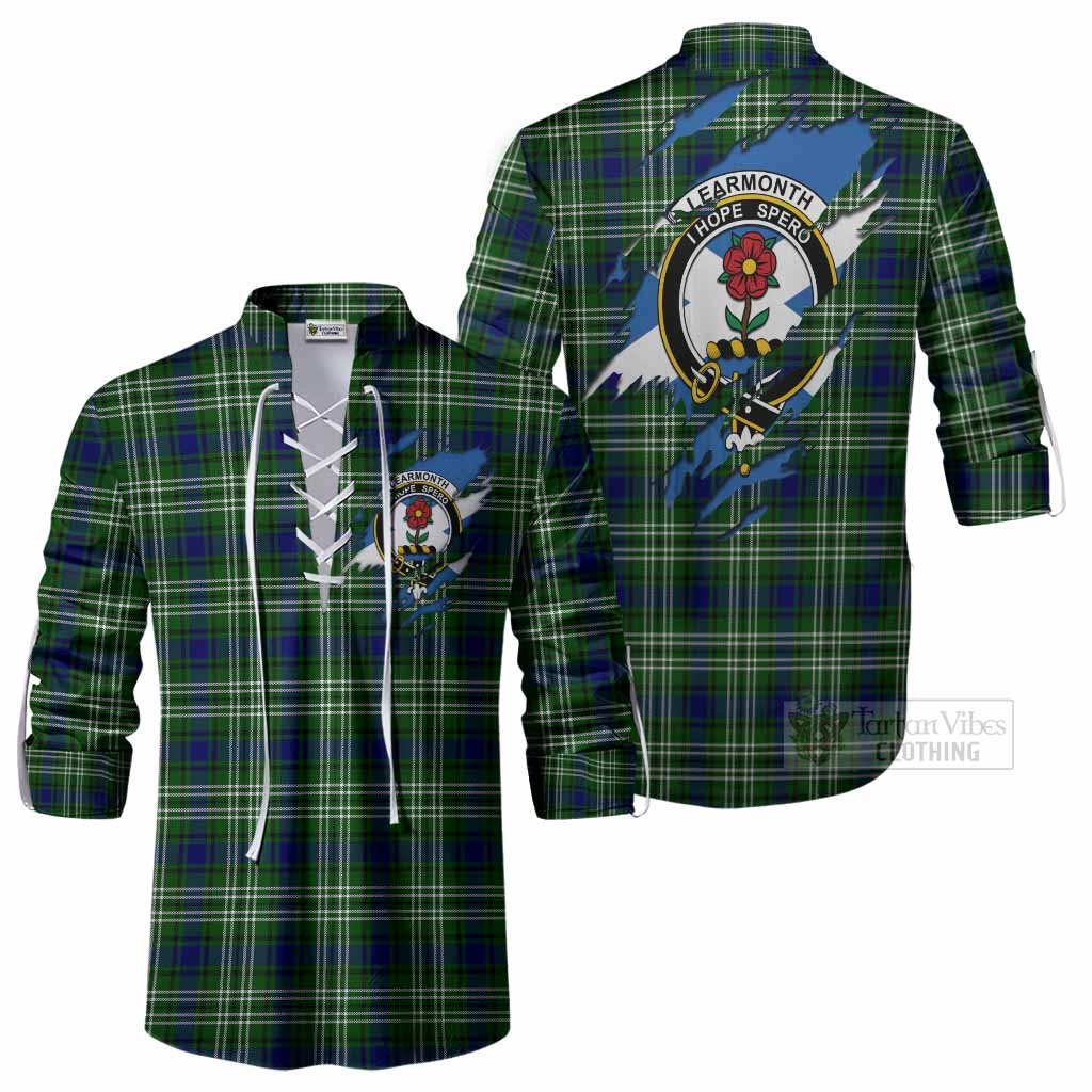 Learmonth Clan Crest In Me Tartan Ghillie Shirt Scotland Flag Style